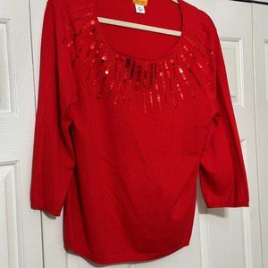 Red holiday pullover women's sweater